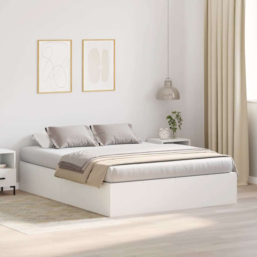 Cadre de lit avec rangement avec stockage Blanc 150 x 200 cm - XIOS