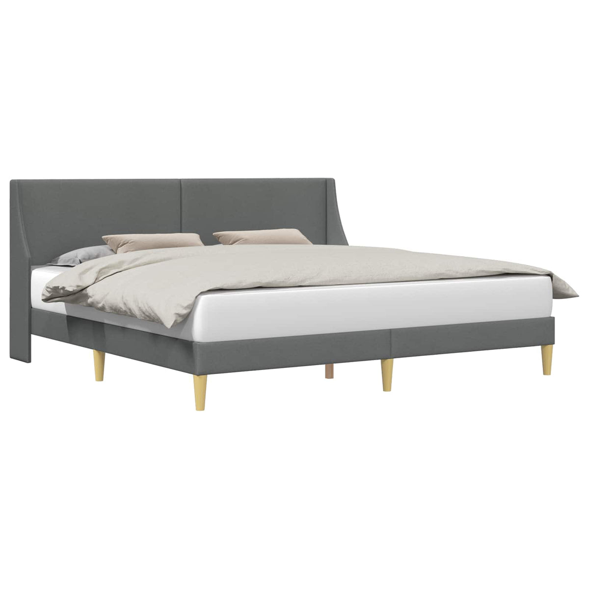 Cadre de lit avec tête de lit Gris foncé 183 x 213 cm Tissu - XIOS