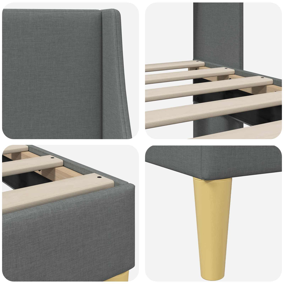 Cadre de lit avec tête de lit Gris foncé 183 x 213 cm Tissu - XIOS