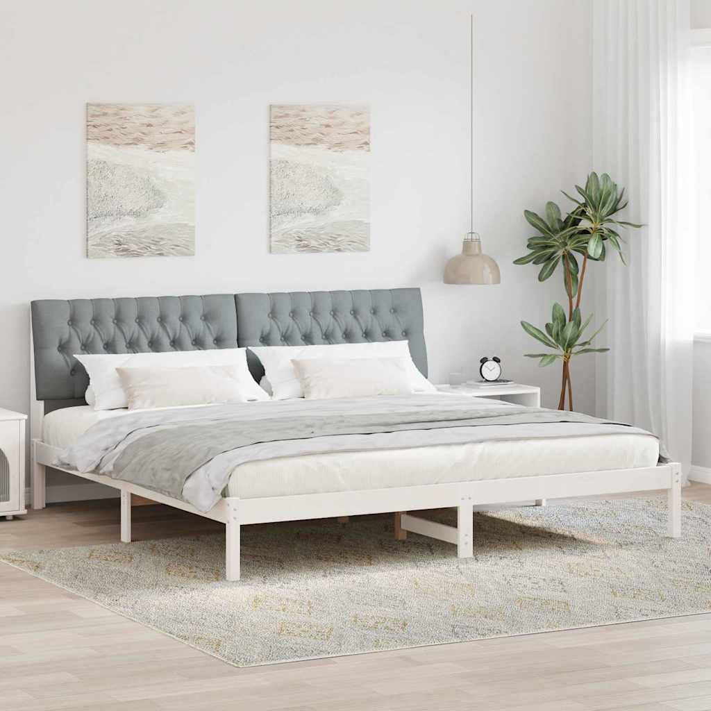 Cadre de lit avec tête de lit rembourrée Blanc 200 x 200 cm - XIOS