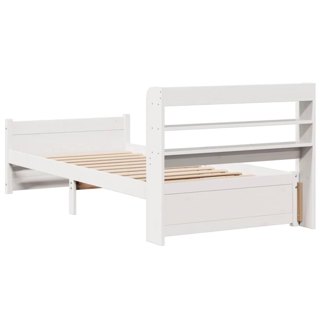 Cadre de lit avec tête de lit sans matelas blanc 90x190 cm - XIOS