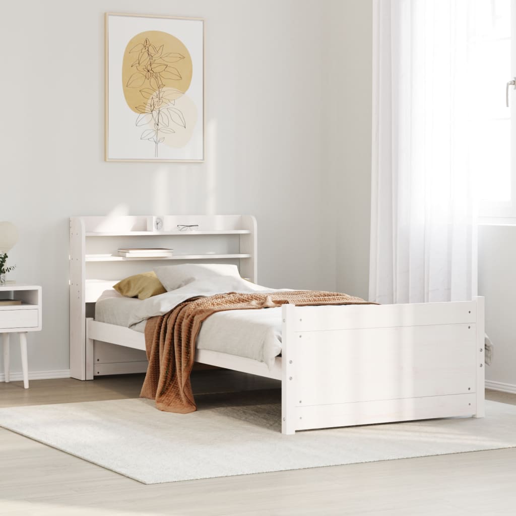 Cadre de lit avec tête de lit sans matelas blanc 90x190 cm - XIOS
