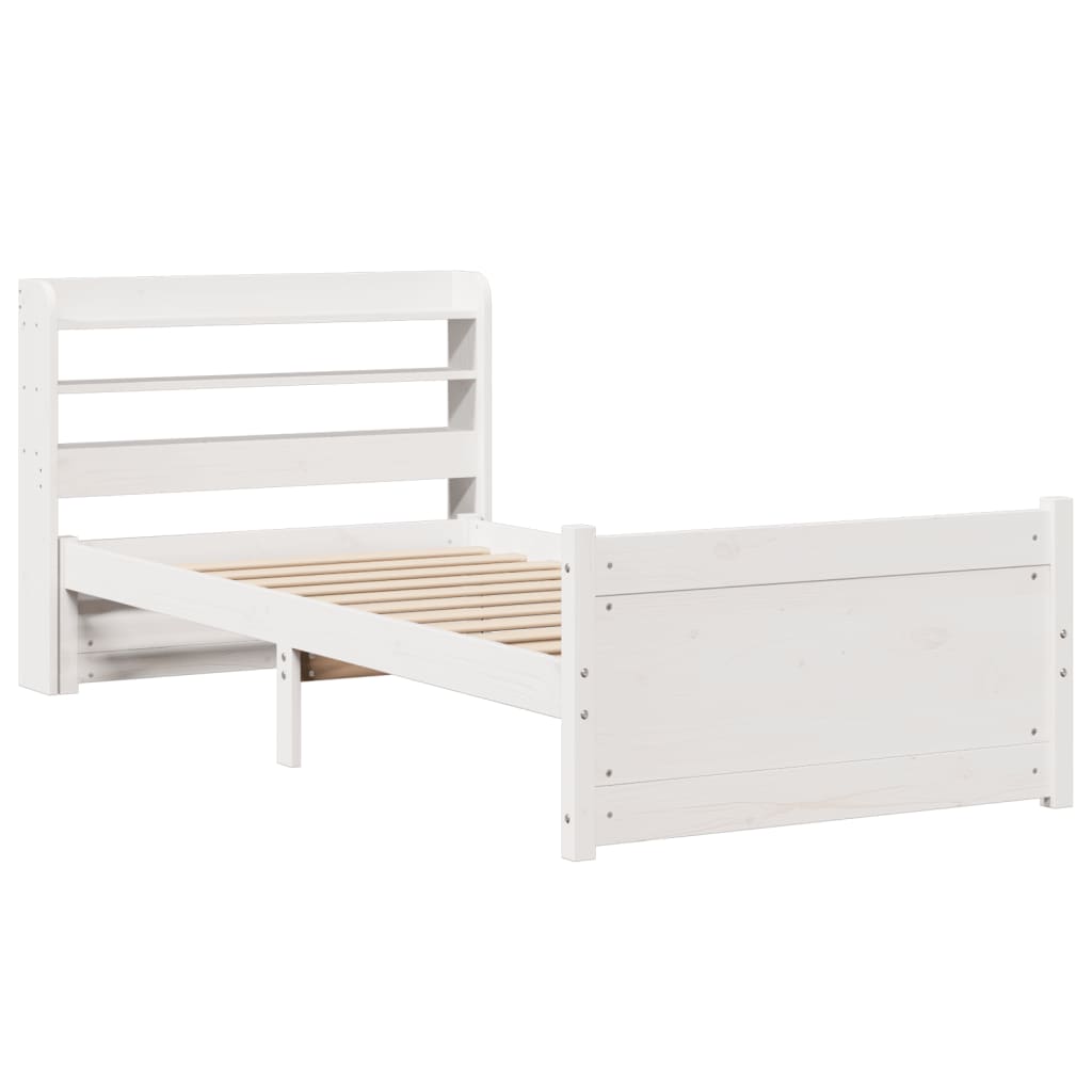 Cadre de lit avec tête de lit sans matelas blanc 90x190 cm - XIOS