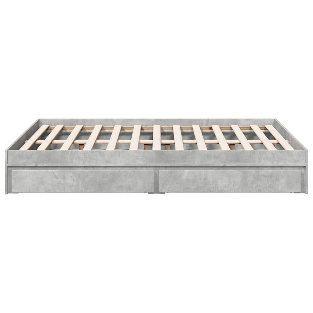 Cadre de lit avec tiroirs sans matelas gris béton 120x200 cm - XIOS