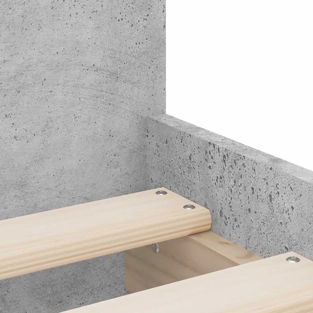 Cadre de lit avec tiroirs sans matelas gris béton 90x190 cm - XIOS
