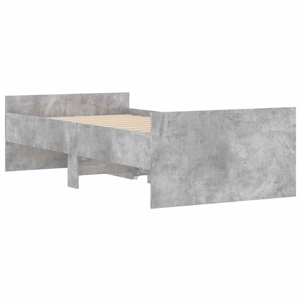 Cadre de lit avec tiroirs sans matelas gris béton 90x190 cm - XIOS