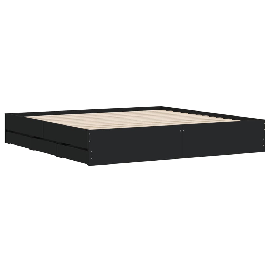 Cadre de lit avec tiroirs sans matelas noir 200x200 cm - XIOS