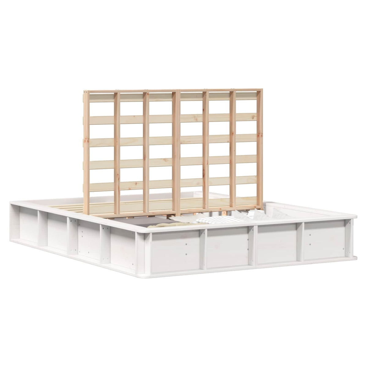 Cadre de lit Blanc 150 x 200 cm Bois de pin massif - XIOS