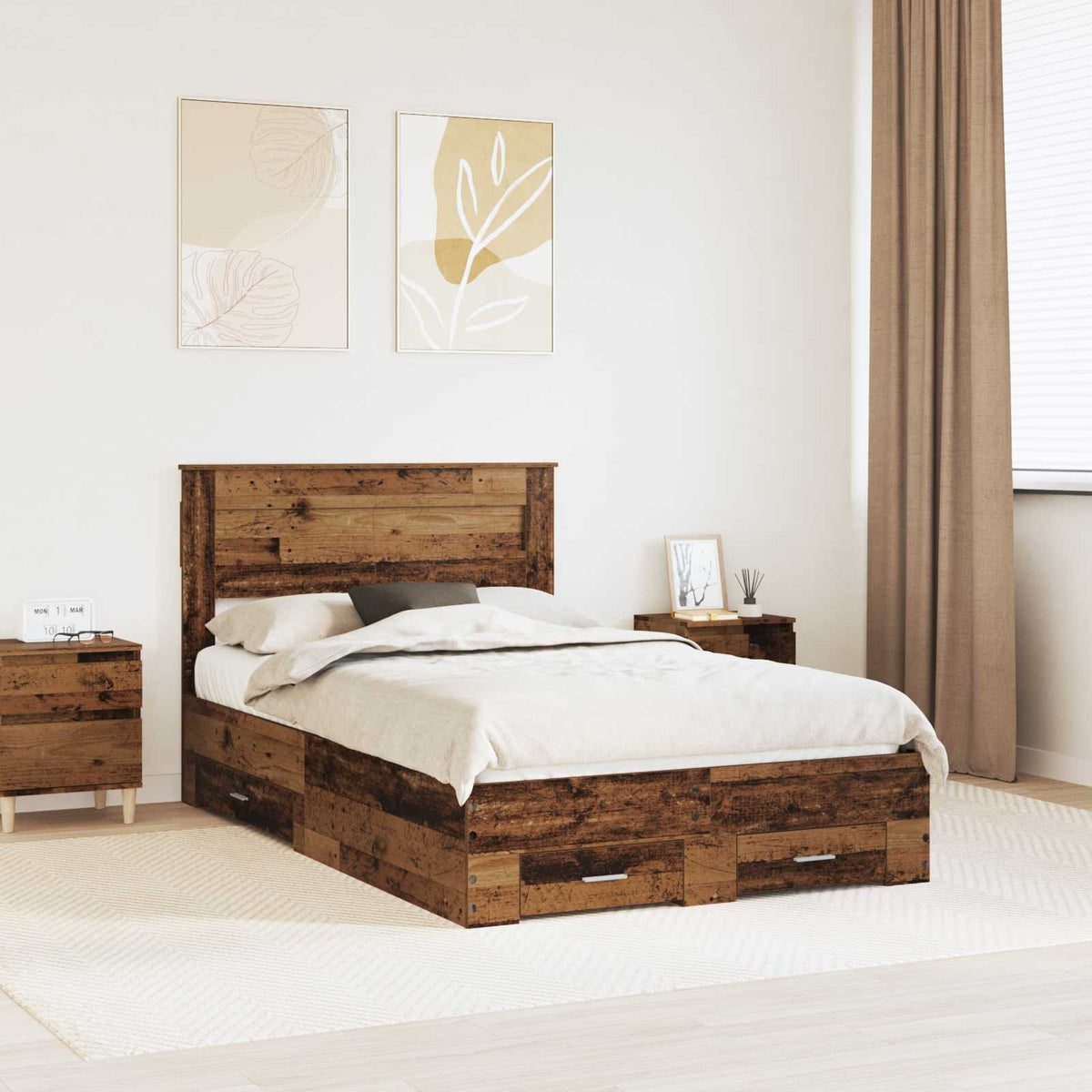 Cadre de lit Bois ancien 120 x 190 cm Bois d’ingénierie - XIOS