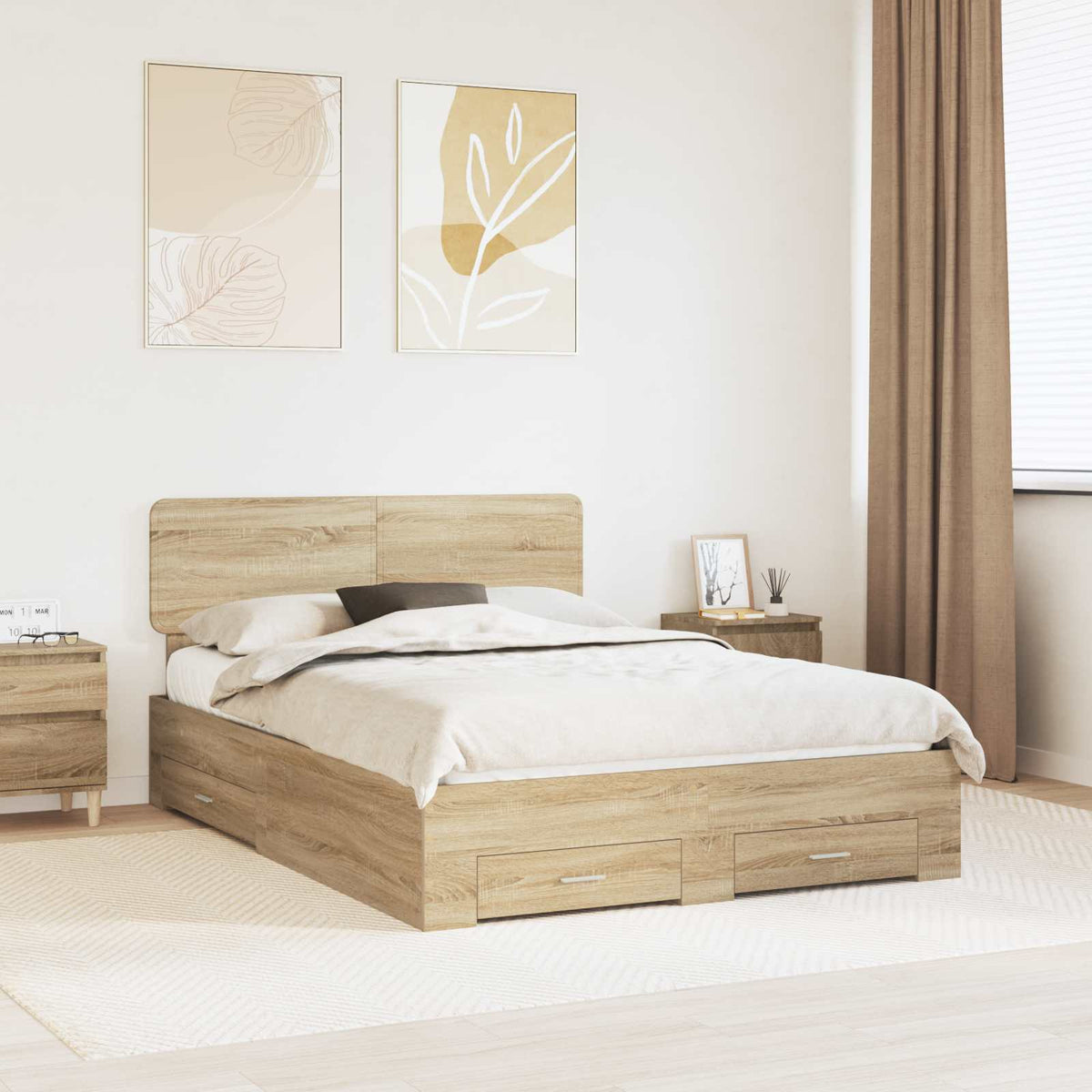 Cadre de lit Chêne Sonoma 150 x 200 cm Bois d’ingénierie - XIOS