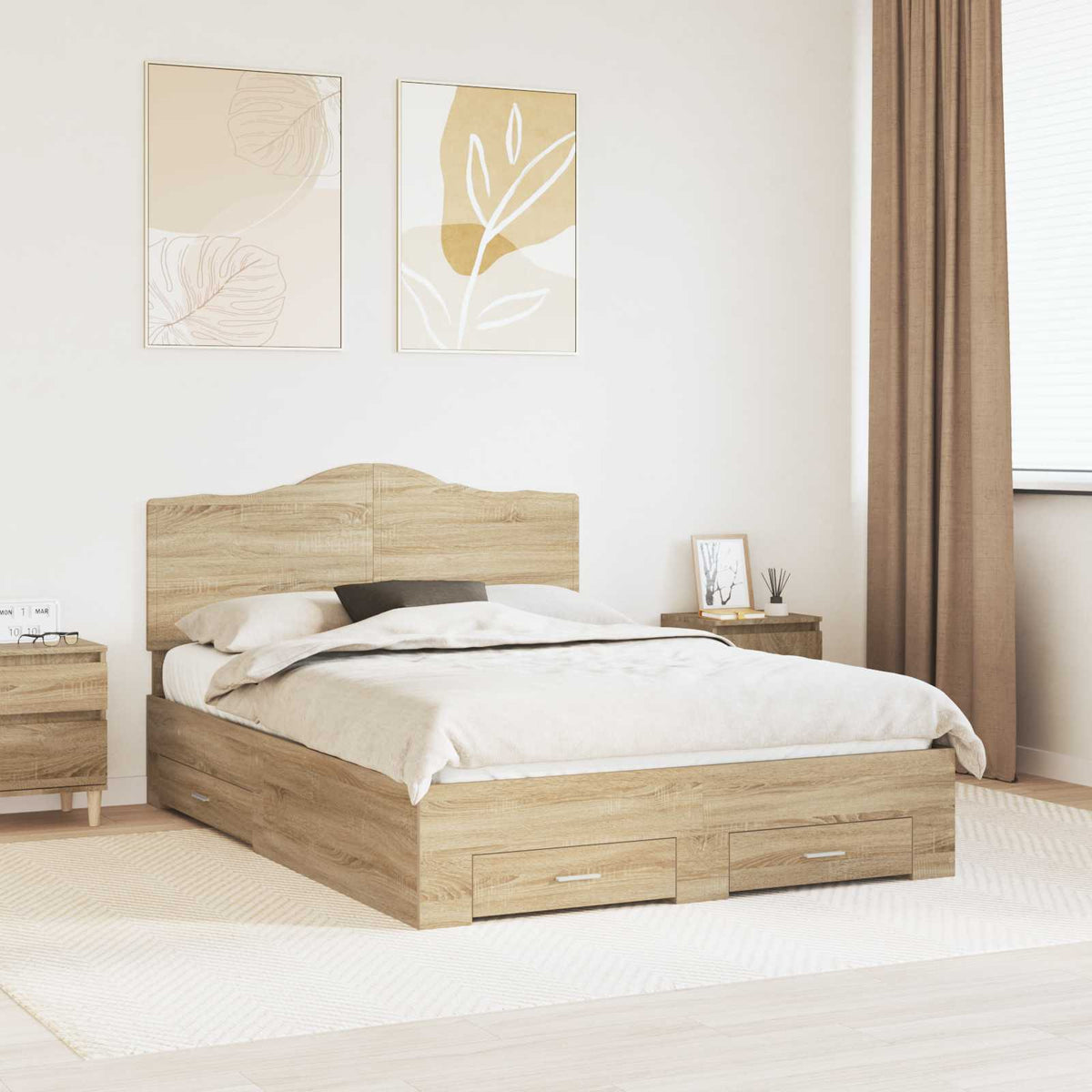 Cadre de lit Chêne Sonoma 150 x 200 cm Bois d’ingénierie - XIOS