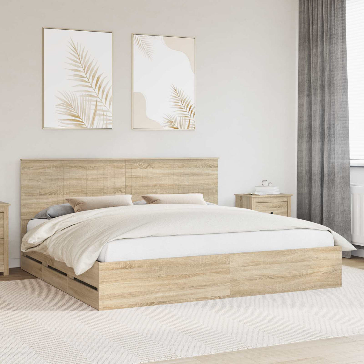 Cadre de lit Chêne Sonoma 200 x 200 cm Bois Ingénierie - XIOS