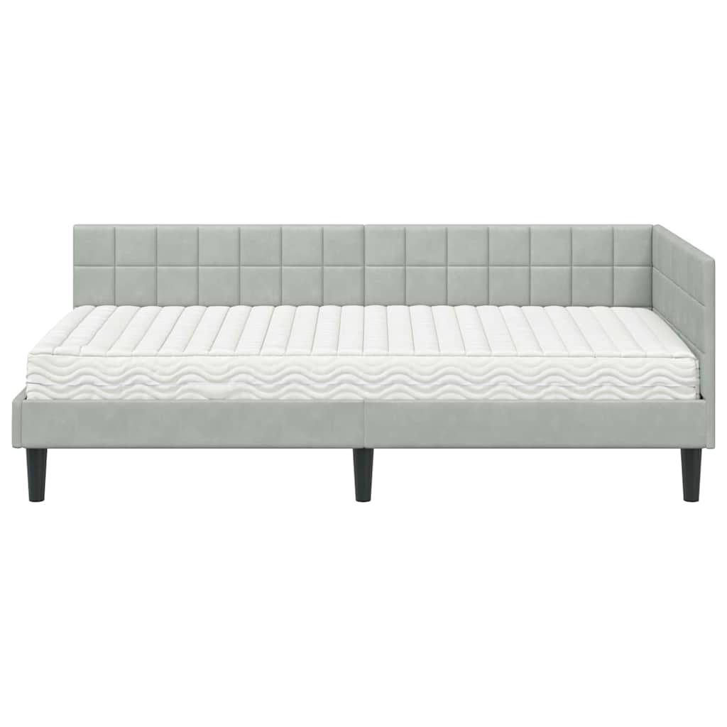 Cadre de lit d’angle avec matelas 2 pc Gris clair Velours - XIOS