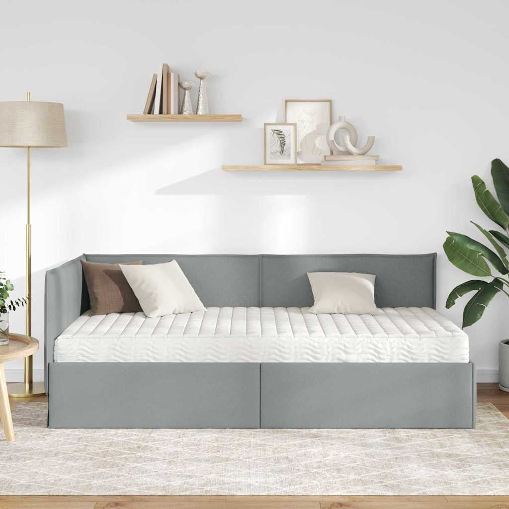 Cadre de lit d’angle avec matelas 2 pc Gris clair Velours - XIOS