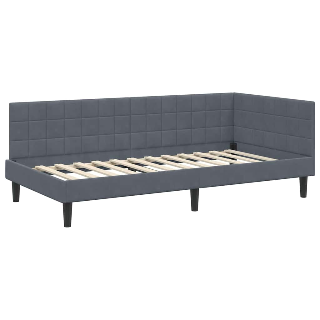 Cadre de lit d’angle avec matelas 2 pc Gris Velours - XIOS