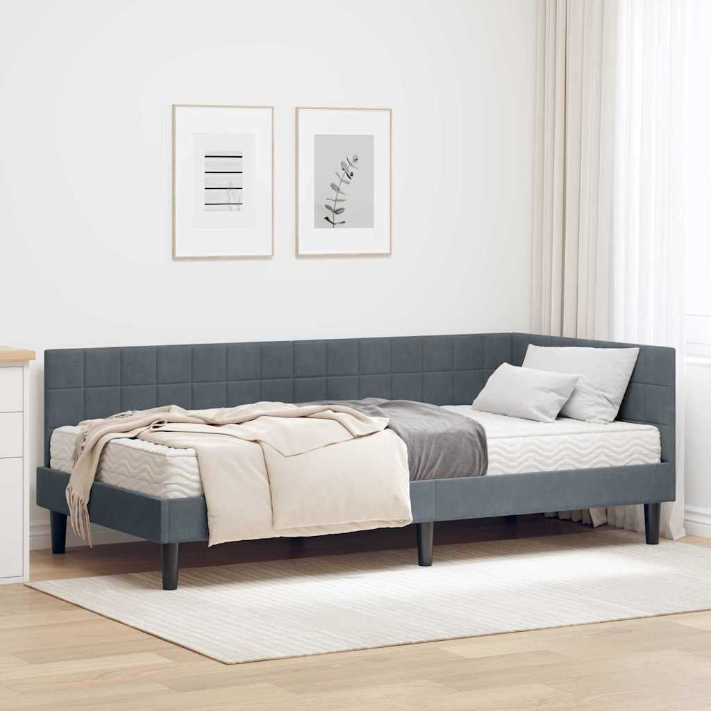 Cadre de lit d’angle avec matelas 2 pc Gris Velours - XIOS