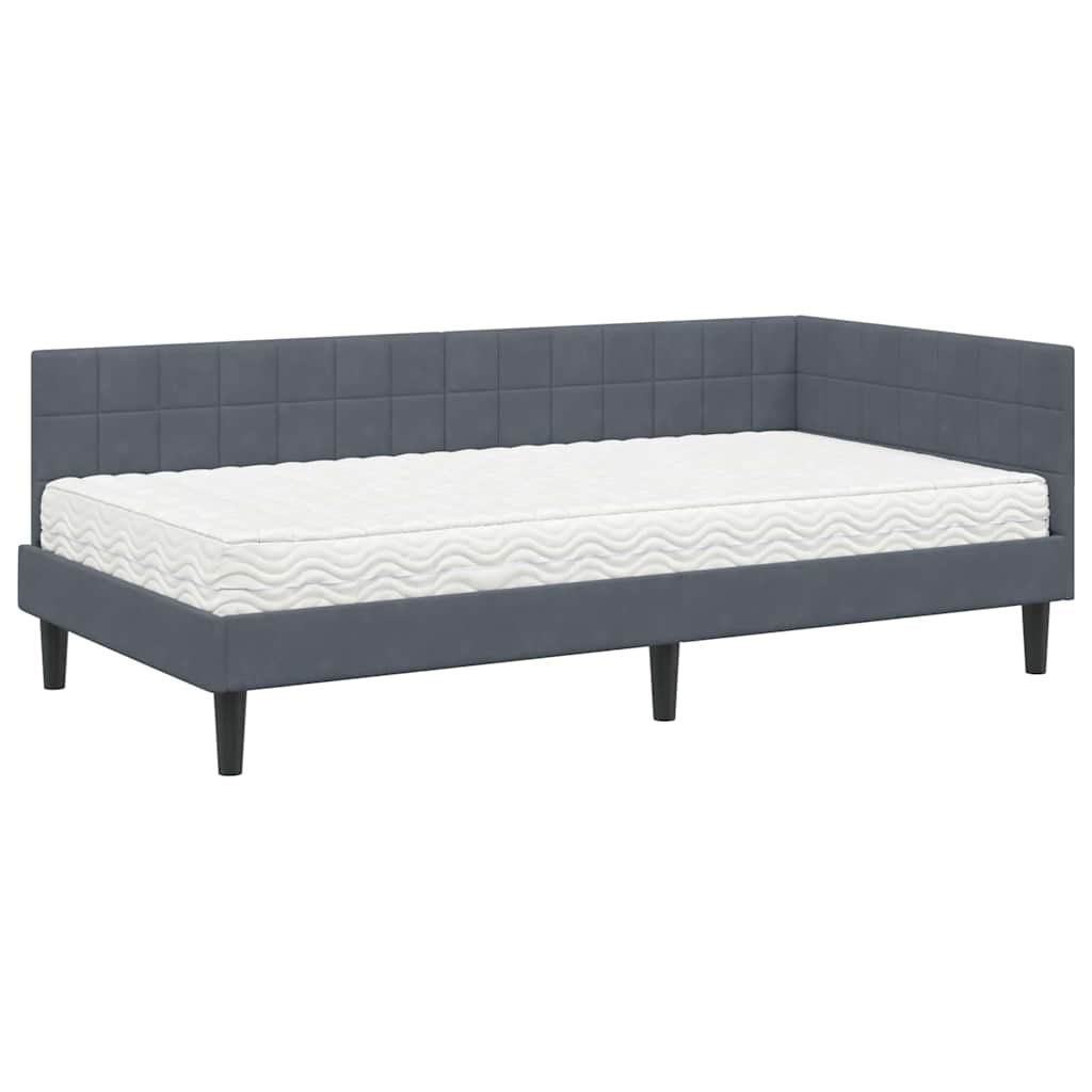 Cadre de lit d’angle avec matelas 2 pc Gris Velours - XIOS