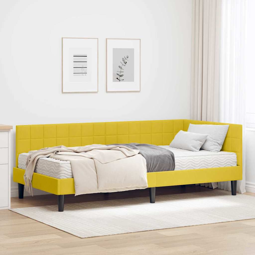 Cadre de lit d’angle avec matelas 2 pc Jaune Velours - XIOS