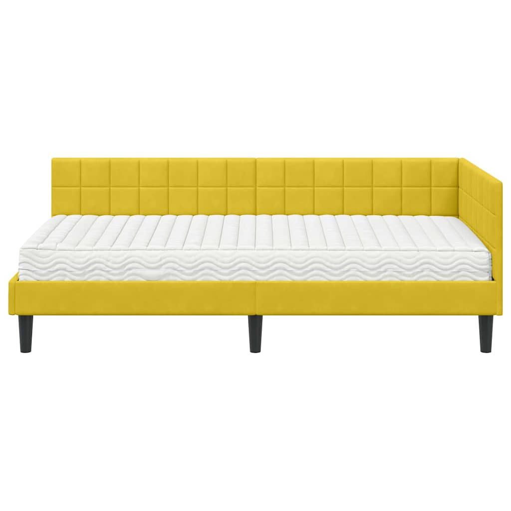 Cadre de lit d’angle avec matelas 2 pc Jaune Velours - XIOS