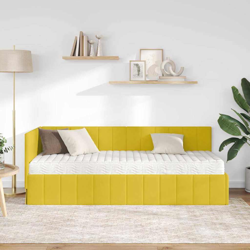Cadre de lit d’angle avec matelas 2 pc Jaune Velours - XIOS