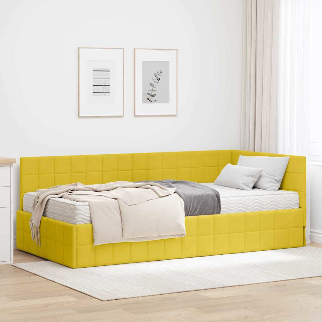 Cadre de lit d’angle avec matelas 2 pc Jaune Velours - XIOS
