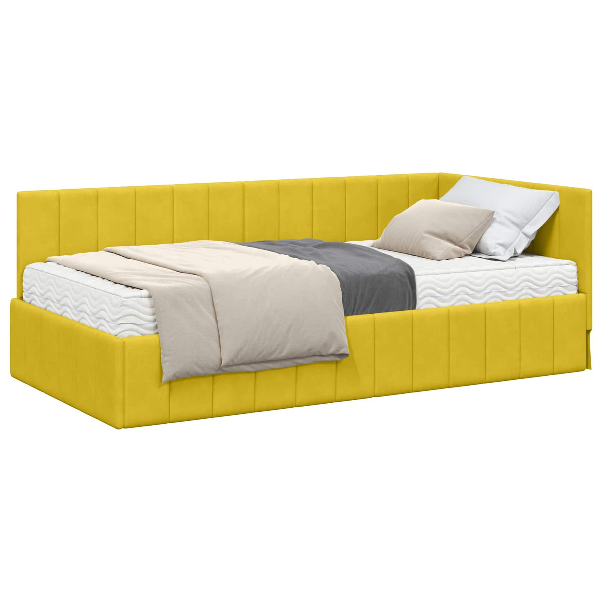 Cadre de lit d’angle avec matelas 2 pc Jaune Velours - XIOS