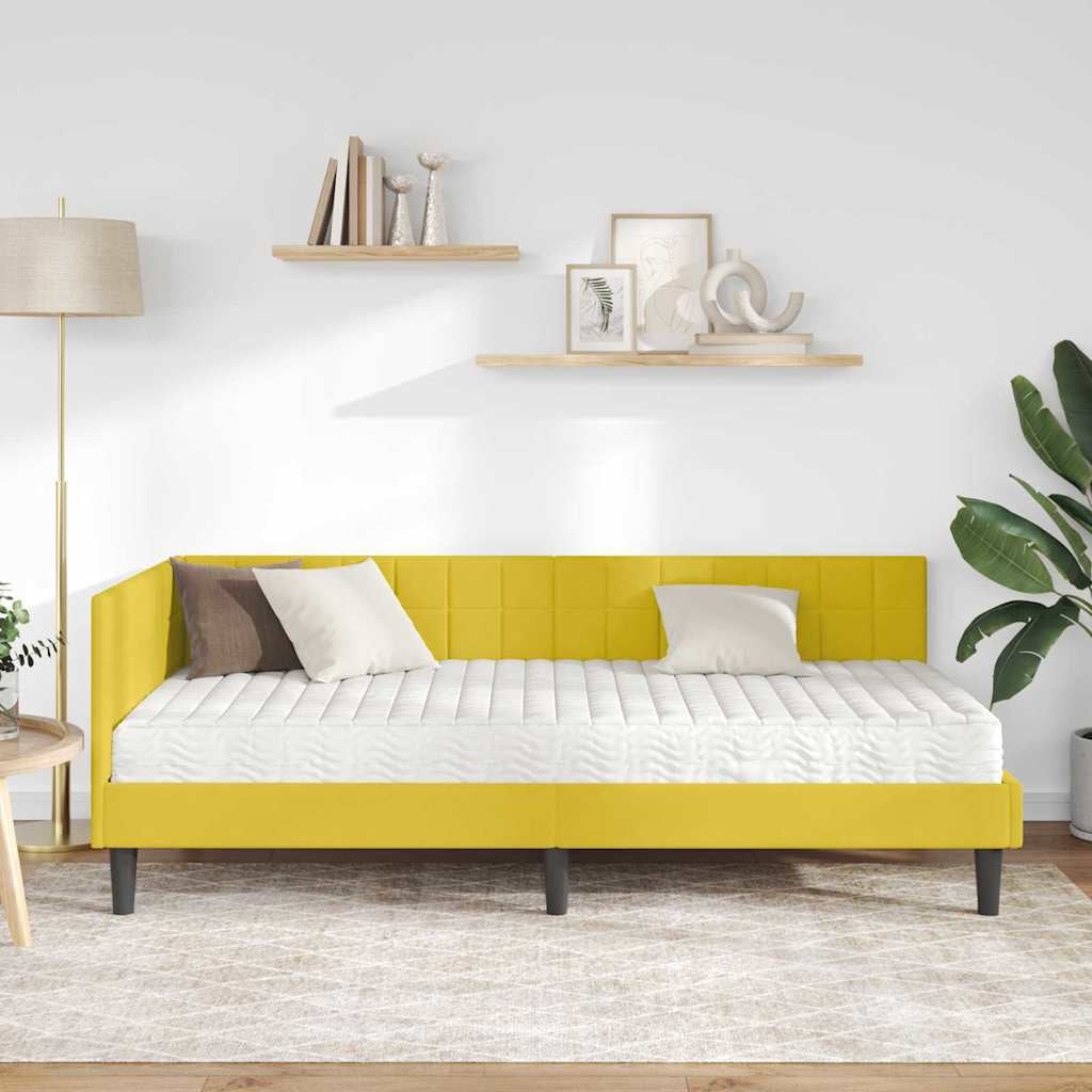 Cadre de lit d’angle avec matelas 2 pc Jaune Velours - XIOS