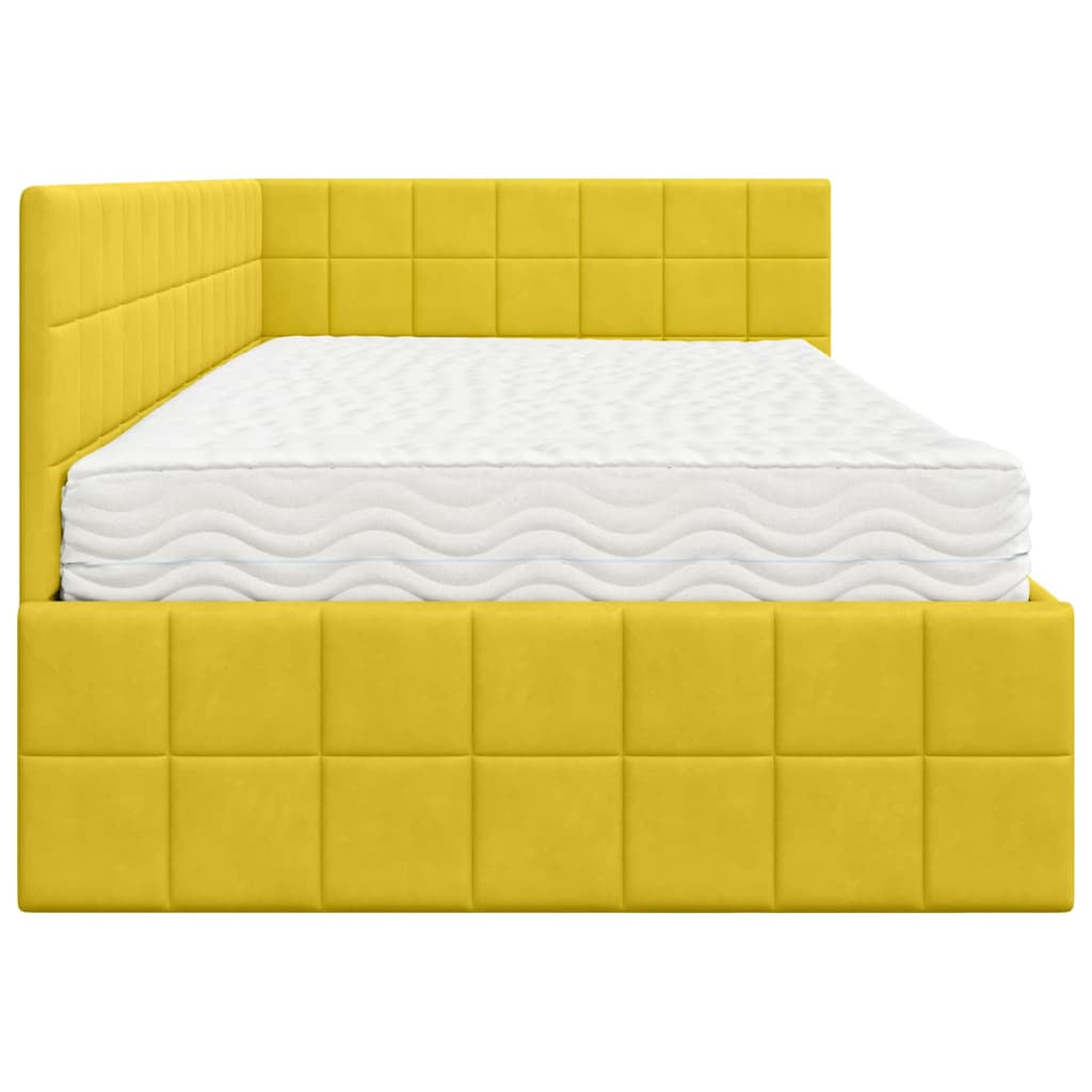 Cadre de lit d’angle avec matelas 2 pc Jaune Velours - XIOS