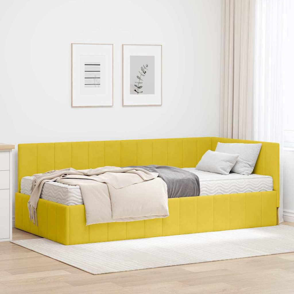 Cadre de lit d’angle avec matelas 2 pc Jaune Velours - XIOS