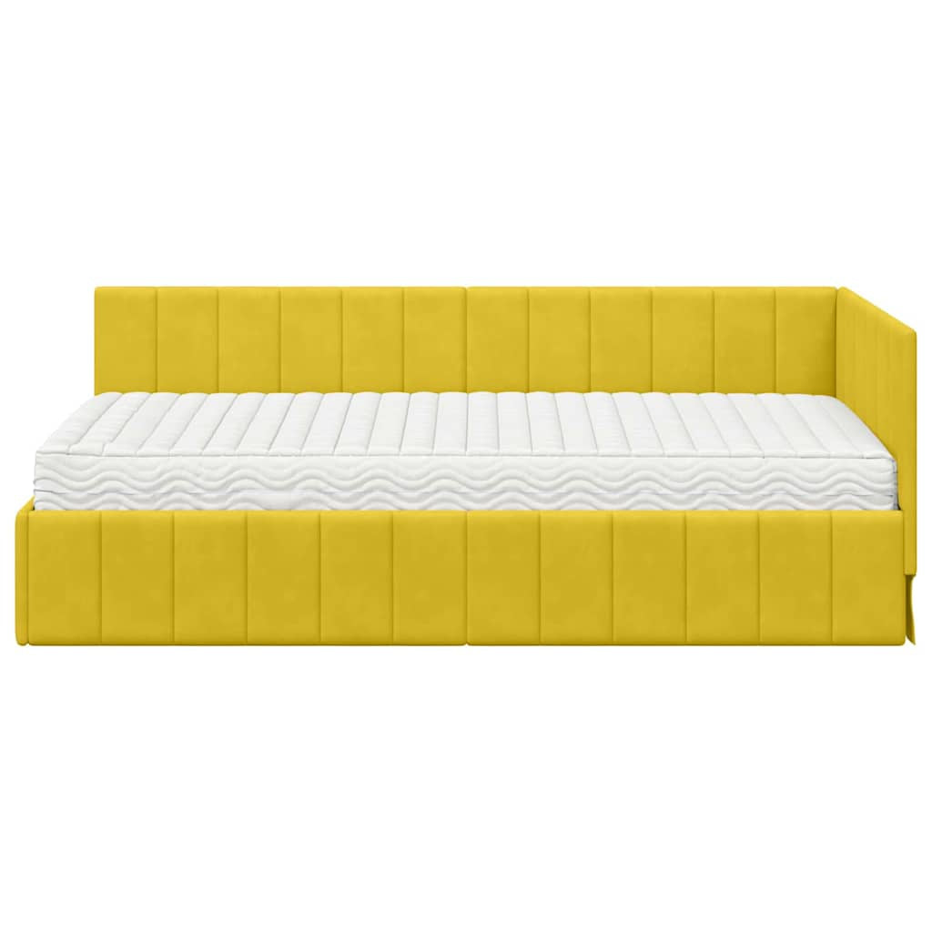 Cadre de lit d’angle avec matelas 2 pc Jaune Velours - XIOS