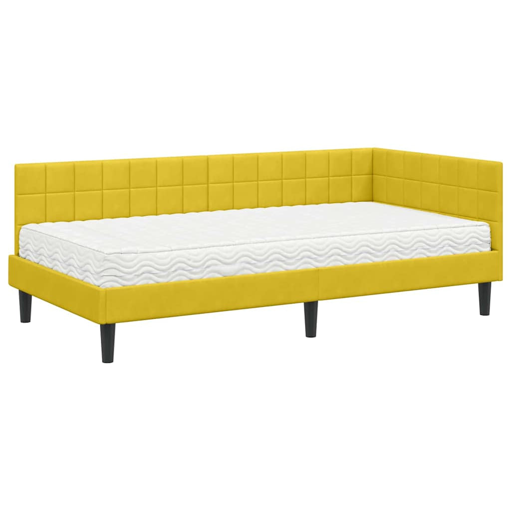 Cadre de lit d’angle avec matelas 2 pc Jaune Velours - XIOS