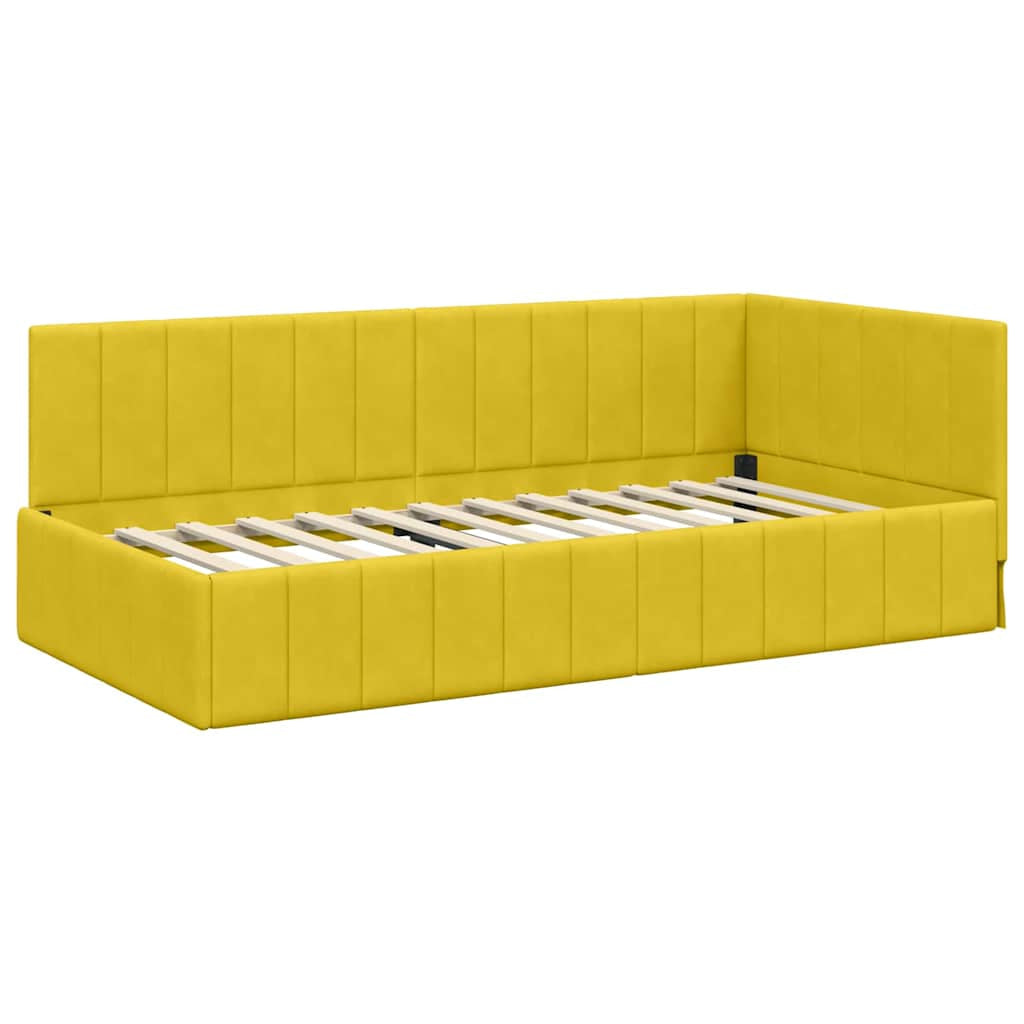 Cadre de lit d’angle avec matelas 2 pc Jaune Velours - XIOS