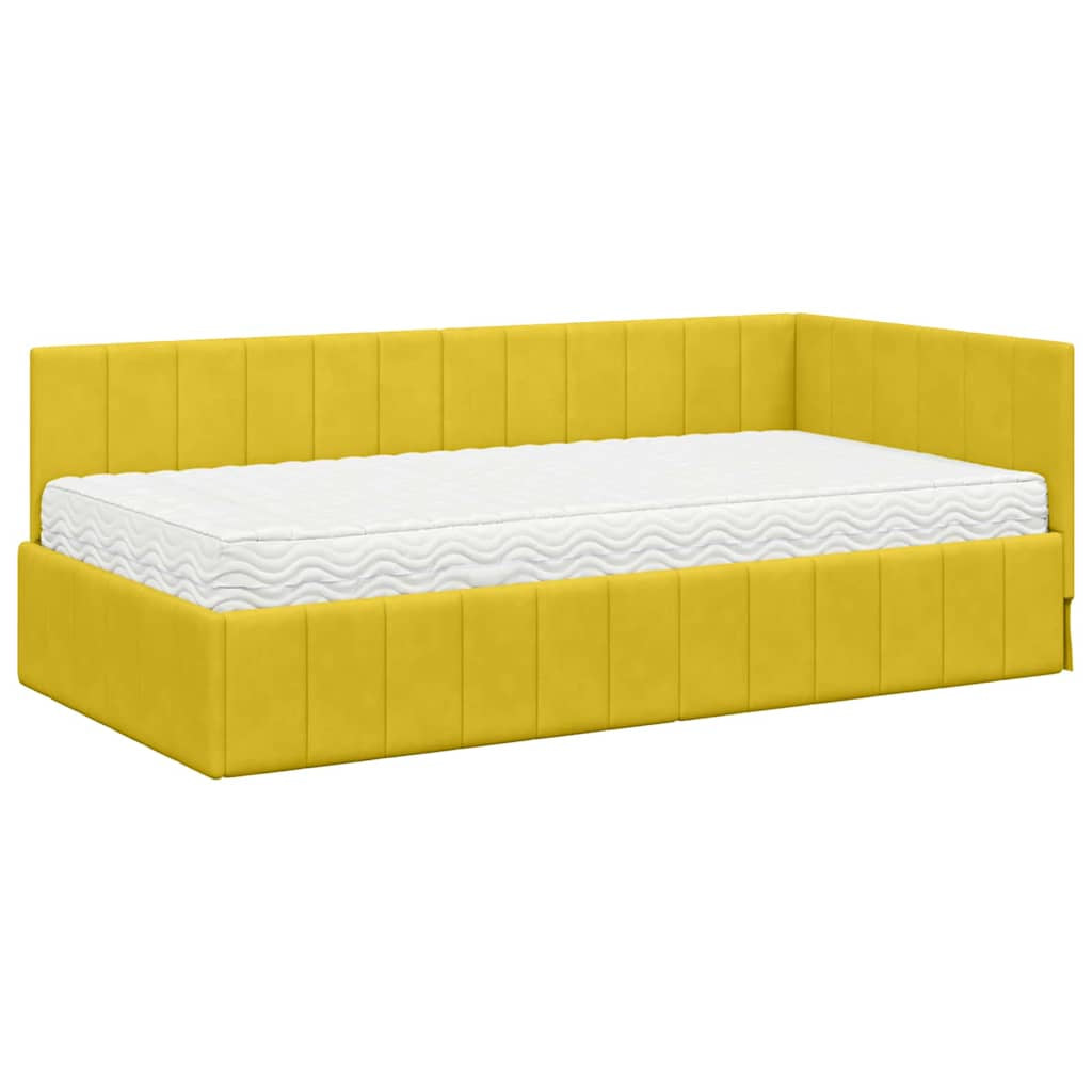 Cadre de lit d’angle avec matelas 2 pc Jaune Velours - XIOS