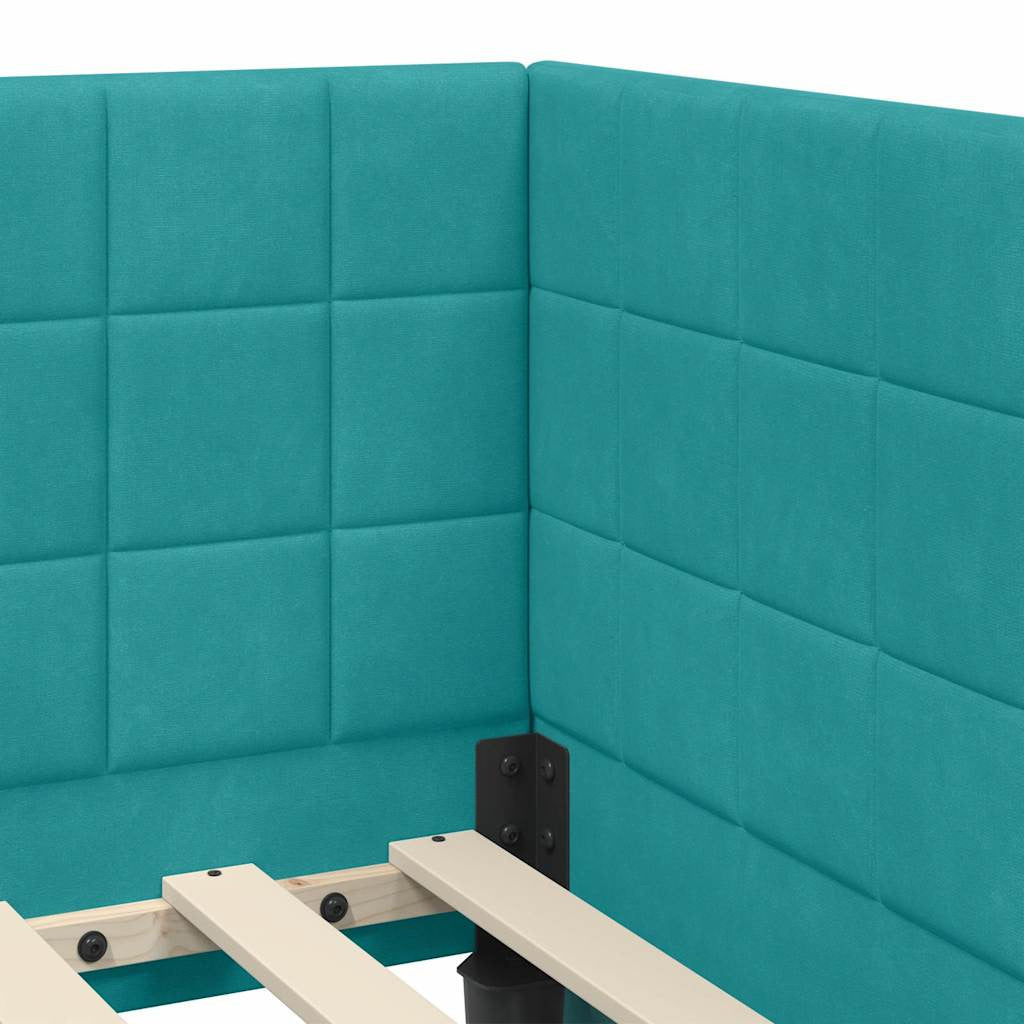 Cadre de lit d’angle avec matelas 2 pc Turquoise Velours - XIOS