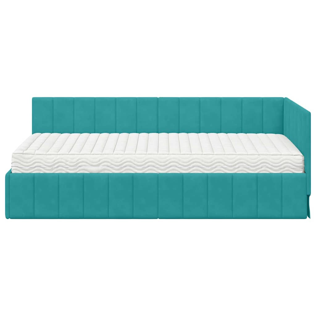 Cadre de lit d’angle avec matelas 2 pc Turquoise Velours - XIOS