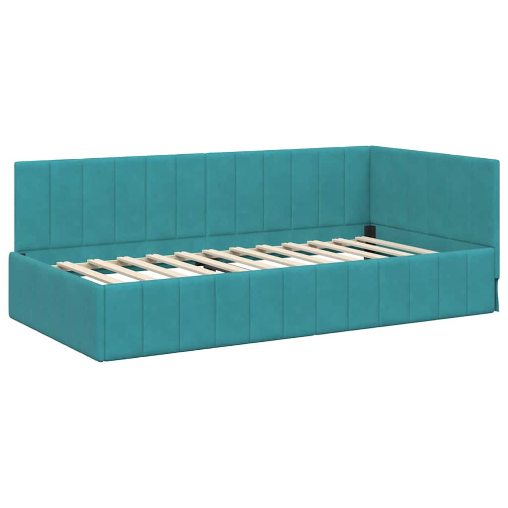 Cadre de lit d’angle avec matelas 2 pc Turquoise Velours - XIOS