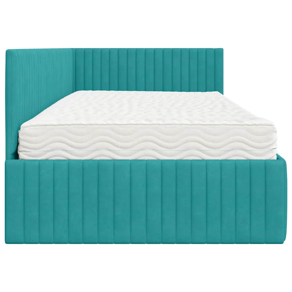 Cadre de lit d'angle avec matelas 2 pc Turquoise Velours - XIOS