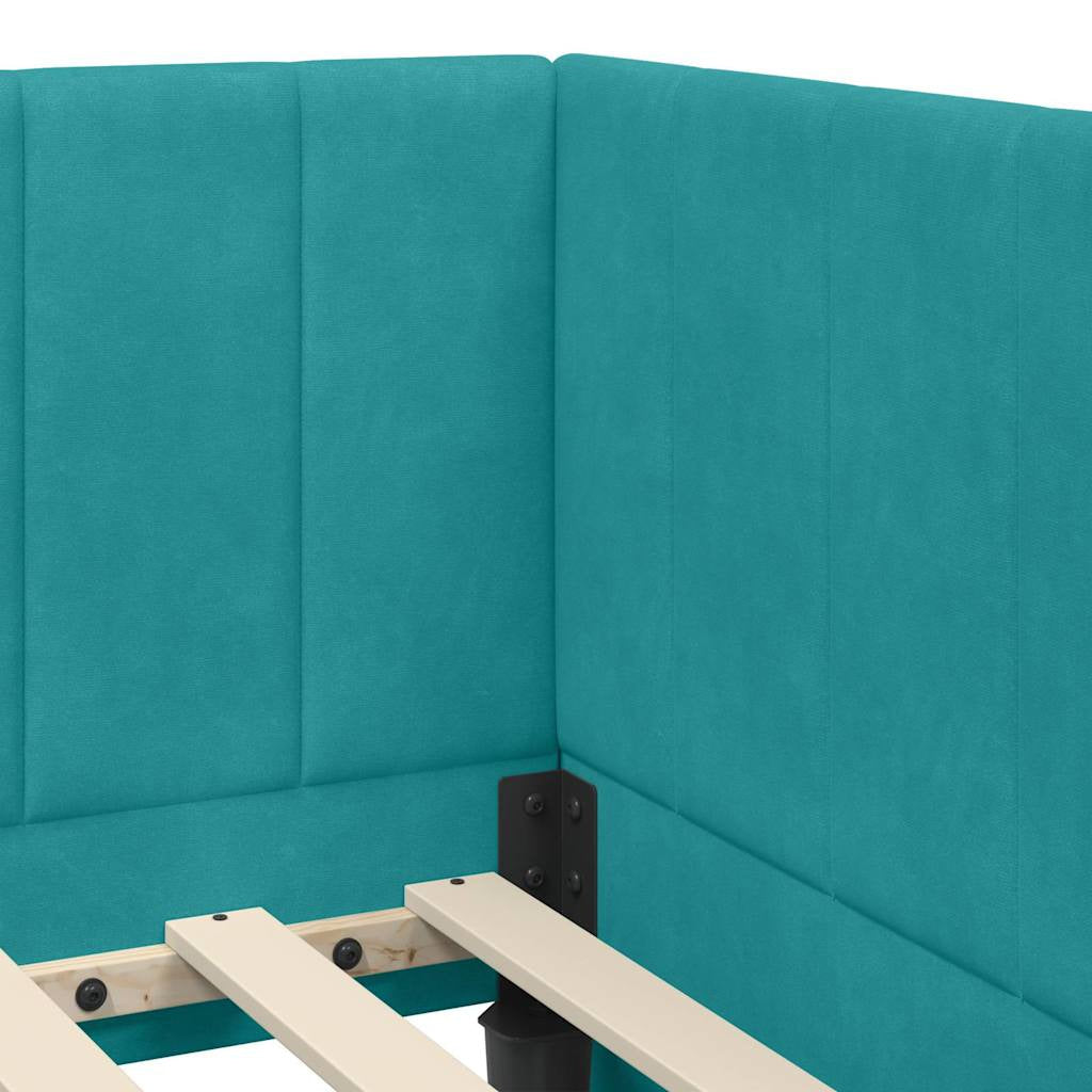 Cadre de lit d’angle avec matelas 2 pc Turquoise Velours - XIOS