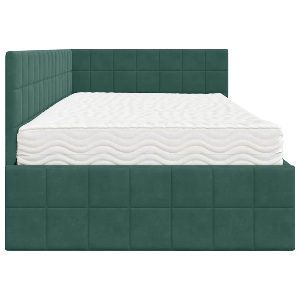Cadre de lit d’angle avec matelas 2 pc Vert Velours - XIOS