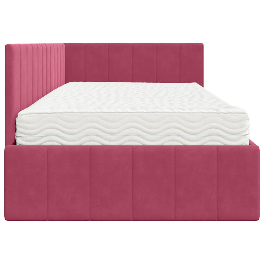 Cadre de lit d’angle avec matelas 2 pc Vert Velours - XIOS