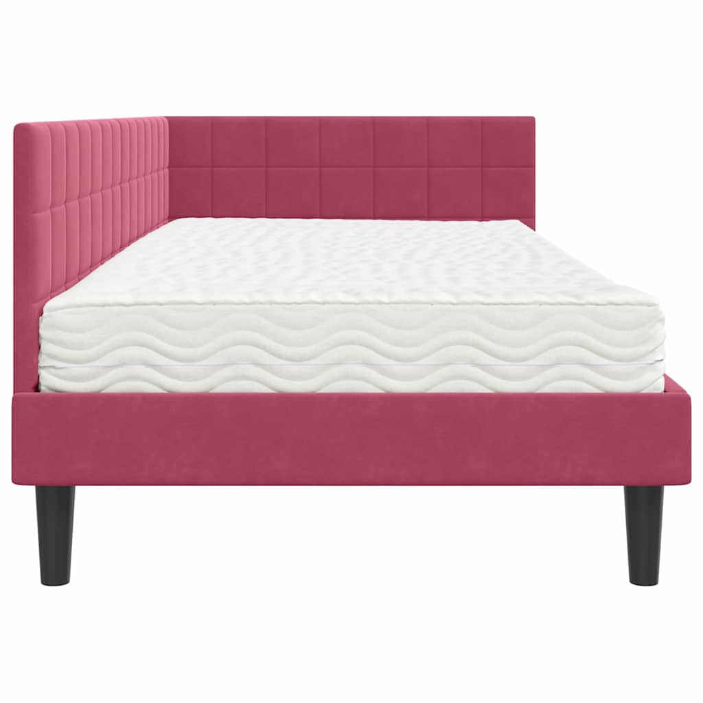 Cadre de lit d’angle avec matelas 2 pc Vert Velours - XIOS