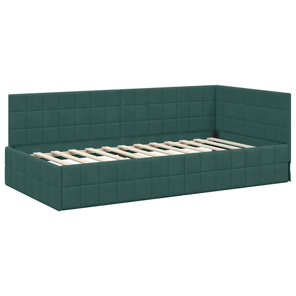 Cadre de lit d’angle avec matelas 2 pc Vert Velours - XIOS