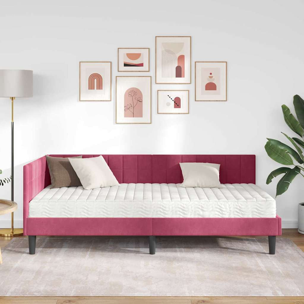 Cadre de lit d’angle avec matelas 2 pc Vert Velours - XIOS