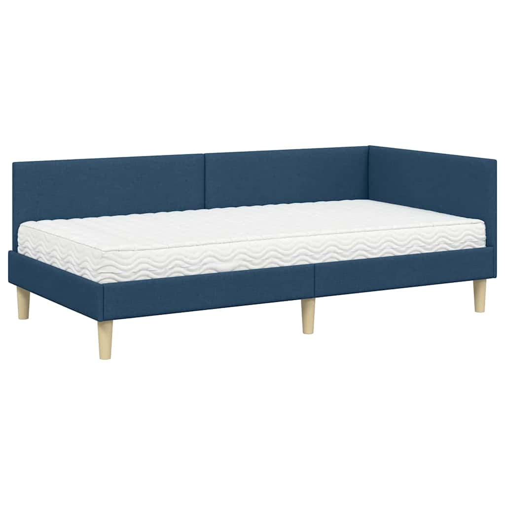 Cadre de lit d’angle avec matelas Autre 2 pc Bleu tissu - XIOS