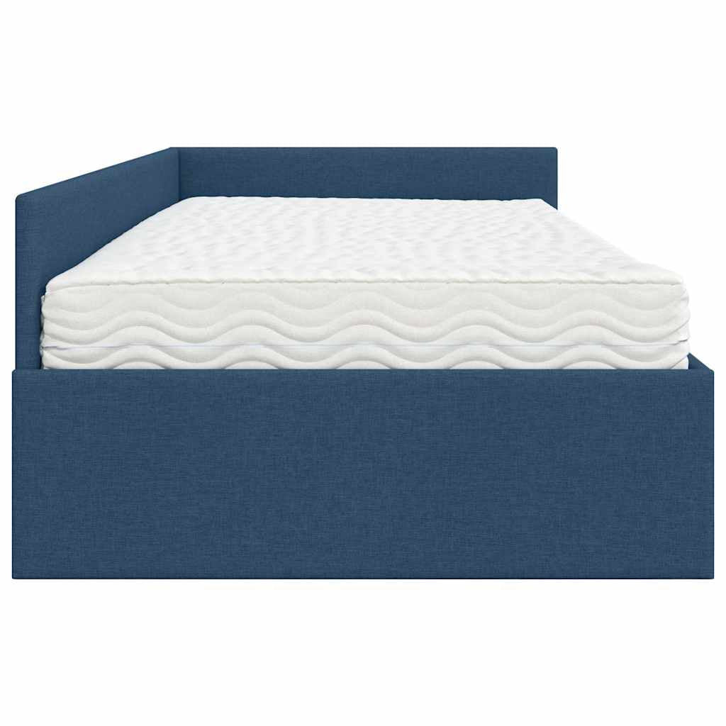 Cadre de lit d’angle avec matelas Autre 2 pc Bleu tissu - XIOS