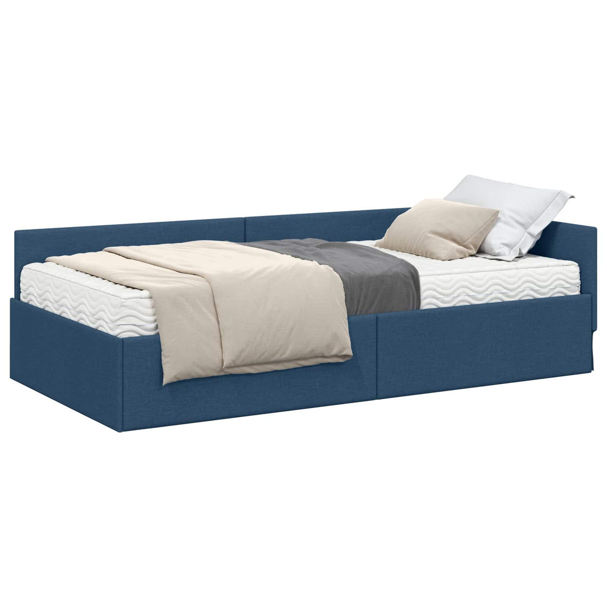 Cadre de lit d’angle avec matelas Autre 2 pc Bleu tissu - XIOS