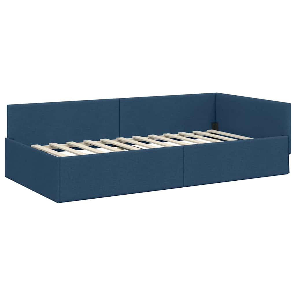 Cadre de lit d’angle avec matelas Autre 2 pc Bleu tissu - XIOS