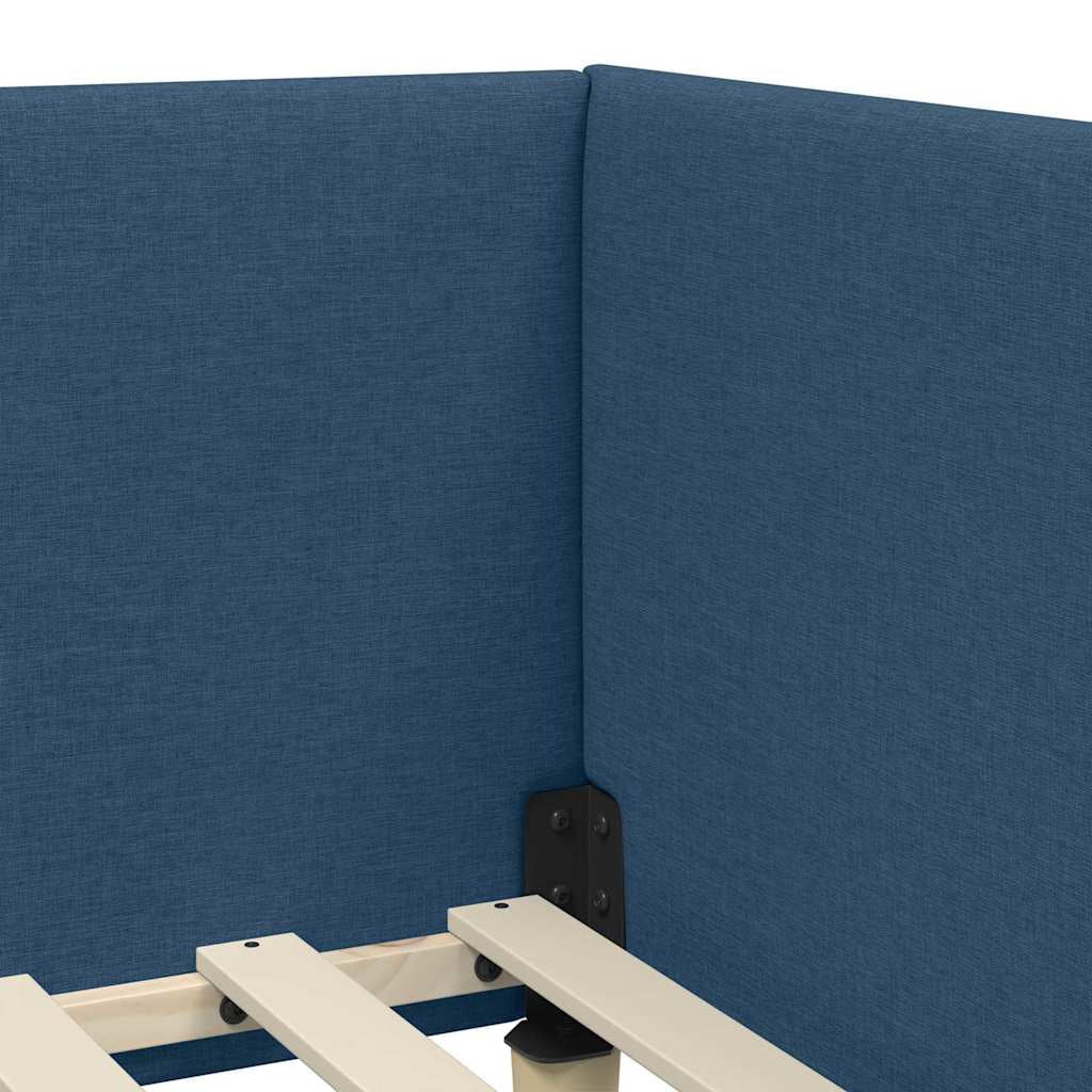 Cadre de lit d’angle avec matelas Autre 2 pc Bleu tissu - XIOS