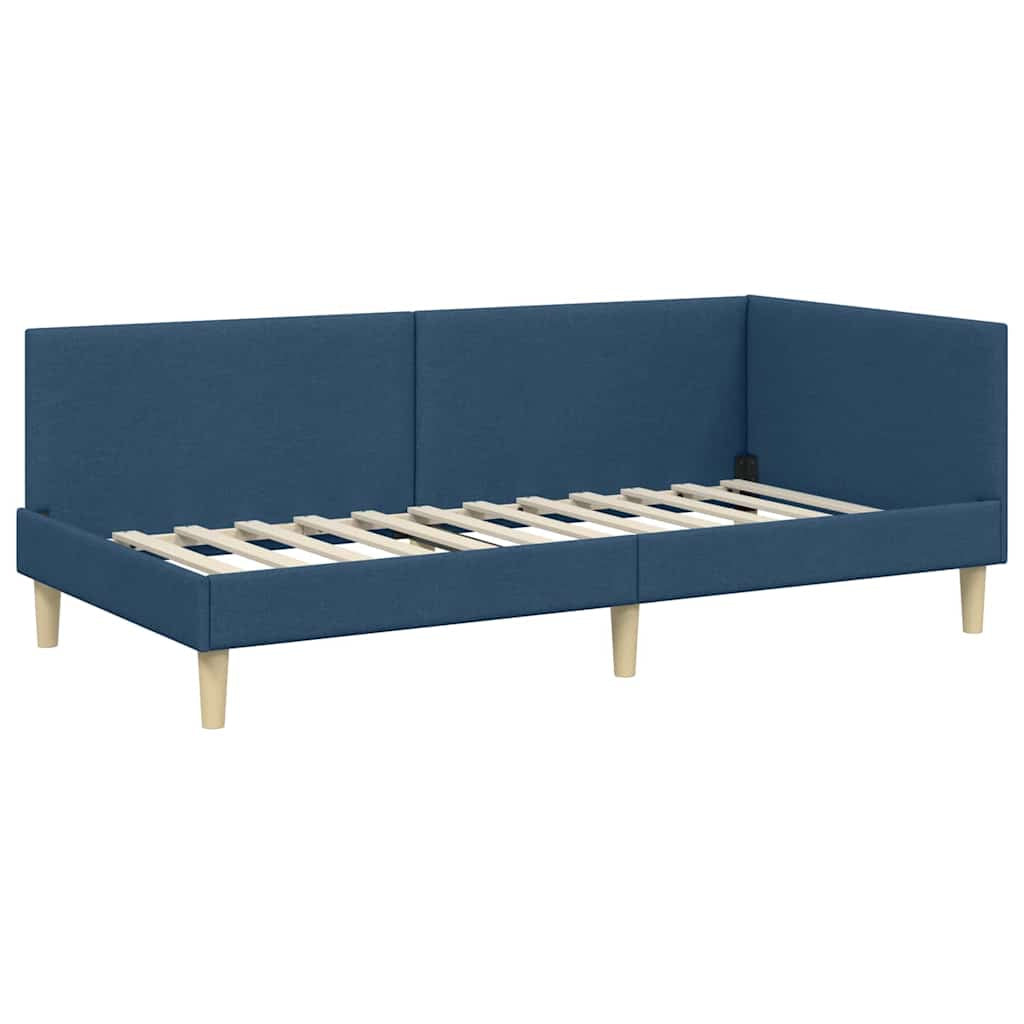 Cadre de lit d’angle avec matelas Autre 2 pc Bleu tissu - XIOS