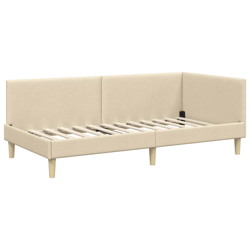 Cadre de lit d’angle avec matelas Autre 2 pc Crème tissu - XIOS